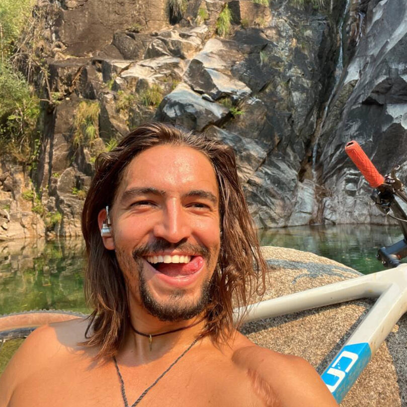 Brian Mongo Native man on horse looks at psychedelic mountain